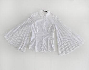 Flavio Castellani Huge Pleated Angel Sleeves Blouse, early 2000