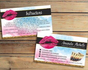 LipSense Business Cards with Tips and Tricks - SeneGence International - LipSense - Distributor - Lipsense