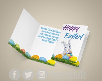 Greeting Card - 8.5"x11" Half Fold - EASTER - OUTSIDE-Happy Easter - INSIDE-Inspirational Message