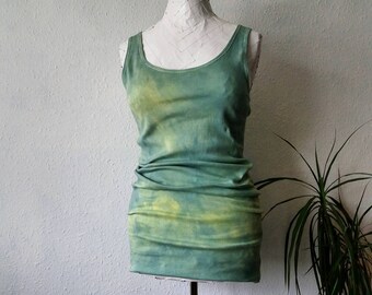 Yoga top turquoise alternative hippie eco natural dyes blue green teal boho tunic earthy psy festival rustic ethical environmental vegan