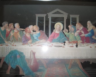 Vintage Last Supper Mirror w/ wooden frame Rare