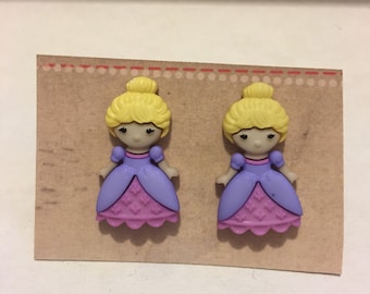 Purple princess stud earrings