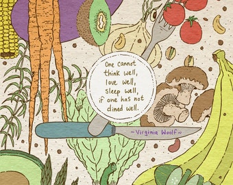 Virginia Woolf food print - recycled paper