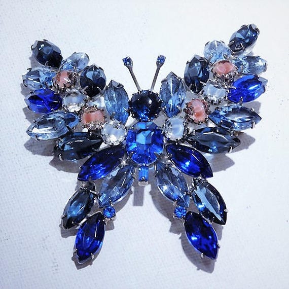 Kenneth Lane Rhinestone Butterfly Brooch / KJL