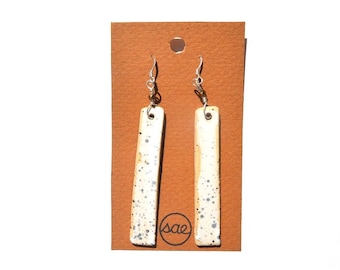 speckled long ceramic earrings