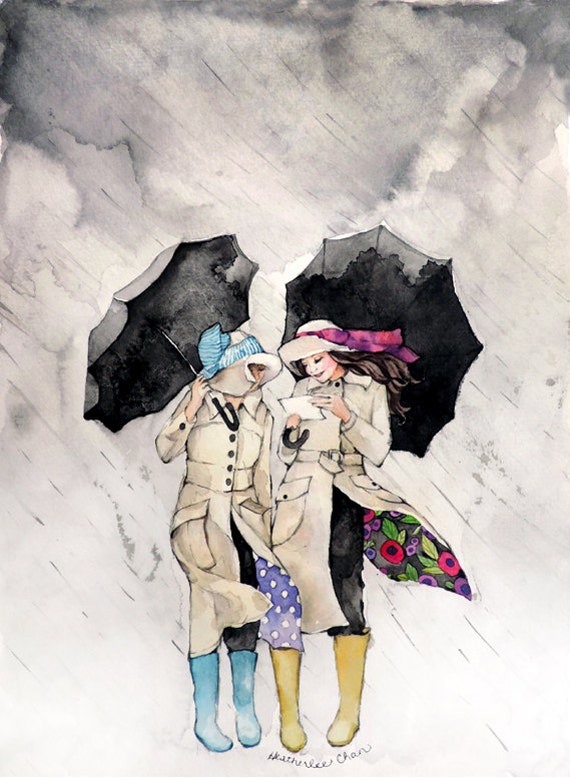 Best Friends Art Sisters Art Umbrellas and Rain