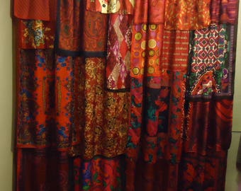 Shades of Burgundy Red Gypsy Boho Curtains - 84" long