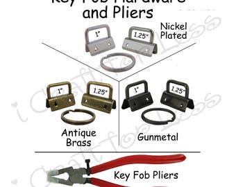 5 Key Fob Hardware with Key Rings and Pliers Combo - Plus Instructions - SEE COUPON