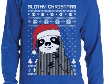 Slothy Xmas - Ugly Christmas Sweater Men's Long Sleeve T-Shirt
