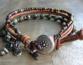 Bohemian bracelet boho chic bracelet womens jewelry gift for her boho bracelet earthy bracelet boho chic jewelry gemstone beaded bracelet