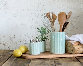 Ceramic Utensil Holder, Ceramic Kitchen Utensils,Ceramic Utensil Jar,Moden Poterry Gift