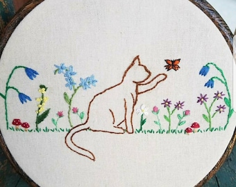 Kitty in the Garden Hoop Art