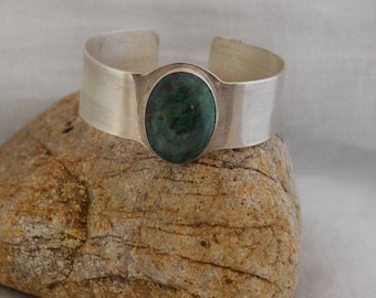 Green Chrysocolla Malachite & Fine Silver Bracelet