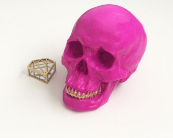 ANY COLOR Life Size Human Skull Replica // Desk Sculpture // Gothic Decor // Table Centerpiece // Faux Taxidermy Curiosities // Home Accents
