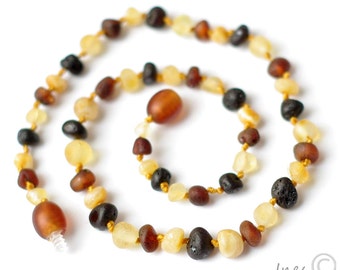 Genuine Raw Unpolished Baltic Amber Baby Teething Necklace