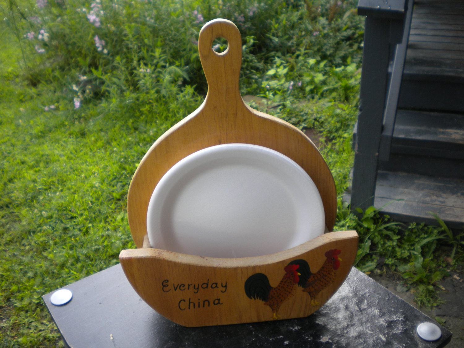 Wooden Paper Plate Holders & Paper Plate Holder Rooster Kitchen Decor