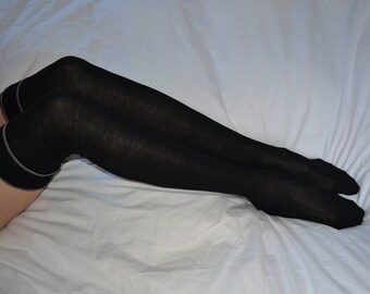 Vintage Stockings, 1920s, Black, Cotton lisle, fully fashioned, flapper stockings, uk 6.5