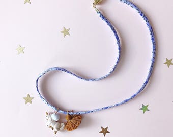 Liberty of London Charm Necklace For Little Girls, Unicorn Charm, giddyupandgrow