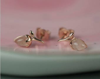 Rosebud Earring Studs with Personalised Gift Box