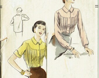 Vintage Sewing Pattern Vogue 7151 Ladies' Blouse 36" Bust- Free Pattern Grading E-book Included