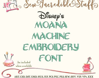 Disney's Moana Machine Embrodery font