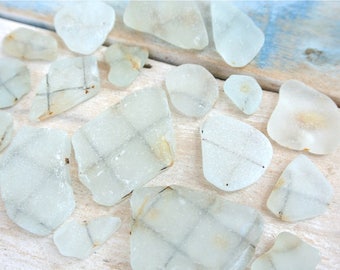 Safety Wire Sea Glass, 19pcs, Genuine Sea Glass, Beach Glass, Glass For Crafts, White Sea Glass, Rare Sea Glass, Beach Finds, Craft Supplies