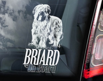 Briard on Board - Car Window Sticker - Berger de Brie Dog Sign Decal - V01