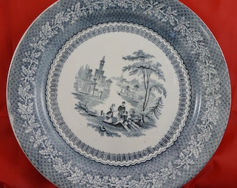 BLUE Tansferware Plate Maker and Pattern unknown from mid 1800'