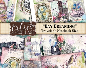 Travelers Notebook, Fauxdori Inserts, Printable, Journal Kit, Day Dreaming, Garden Journal, Garden Ephemera, Ephemera Pack, TN Junk Journal