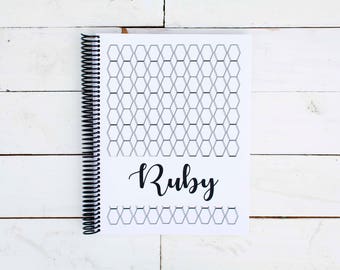 MODERN Hexagon BABY BOOK, Baby Memory Book, Baby Shower Gift, Baby Gift, Baby Shower, Baby Album, Keepsake Baby Book