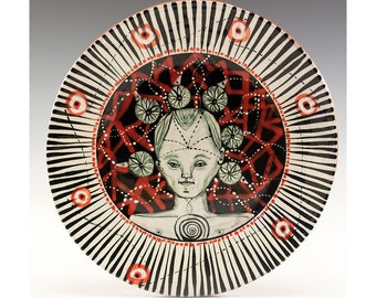 Dessert Plate - Painting by Jenny Mendes on a round ceramic dessert plate - Dream State