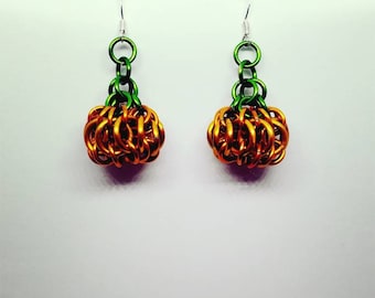 Pumpkin Chainmaille Earrings