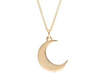 Gold Crescent Moon Necklace, Gold Moon Necklace, Gold Moon Pendant, 14k Gold Necklace, Gift Ideas, Fine Jewelry