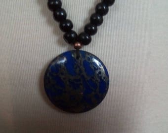 Long Bohemian Lapis Lazuli, glass beads and wood