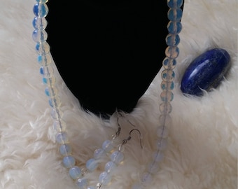 Handmade opalite necklace and earrings set