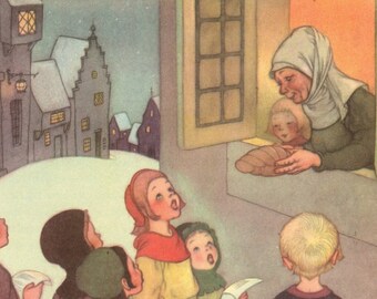 Antique Color Illustration 1940 Colored Print Children's Spiritual Print Home Nursery Decor Sing in Praise Book Print Marjorie Torrey Print