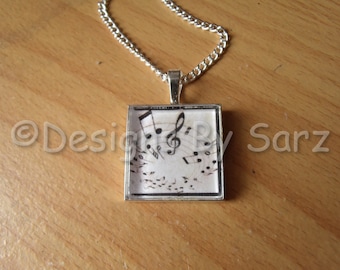 Music Glass Pendant Necklace