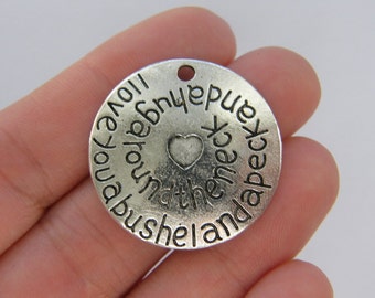 2 I love you a bushel charms antique silver tone M805