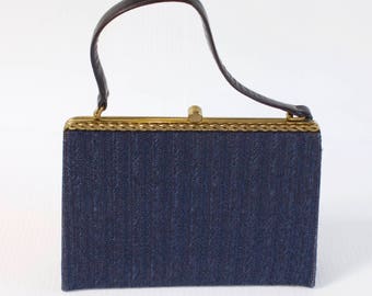 Vintage Blue Clutch - 1960s Blue Evening Clutch Purse by Block
