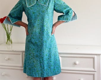 1960's Subtly-Psychedelic Picot Edged Peter Pan Collar Shift