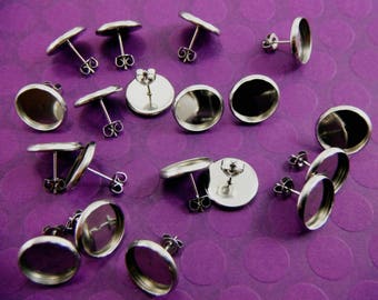 20 Pcs Stainless Steel Earring Posts And Butterfly Earnuts (12mm Tray)- Size: 14mm Diameter, 12mm Inner Tray Diameter, Pin 1mm EAR013