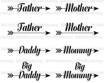Daddy arrows svg - Mommy arrows - Daddy, Mommy arrows digital clipart for Design or more, files download svg, png, dxf