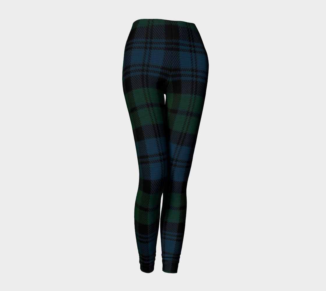 Tartan PLAID LEGGINGS Green and Blue Plaid Leggings Sexy Yoga Pants ...