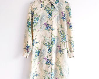 70s Paisley Shirt Dress