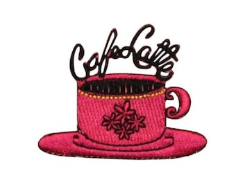 ID 1276B Cafe Latte Coffee Patch Morning Shop Drink Embroidered Iron On Applique