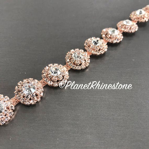 Rose Gold Round Rhinestone Trim #0103