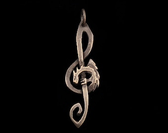 Treble Clef Dragon Pendant