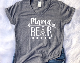 Mama Bear V-neck shirt, Mama bear shirt, Mama bear women's shirt, gift for mom, Mother's day gift