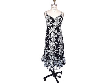 Hawaiian Sun Dress - Ruffle Bottom - Black