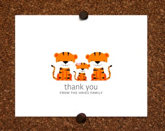 Tiger Baby Thank You Cards. Baby Shower Thank You Cards. Thank Yous. Personalized Stationery (Set of 10)